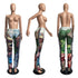 Women's Fashionable Patchwork Print Straight Leg Pants