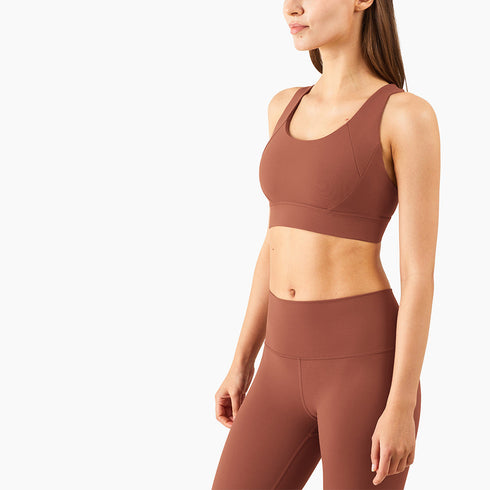 Women's Fitness Criss Cross Back U Neck Bralette Bra