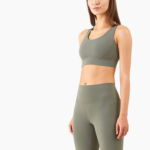 Women's Fitness Criss Cross Back U Neck Bralette Bra