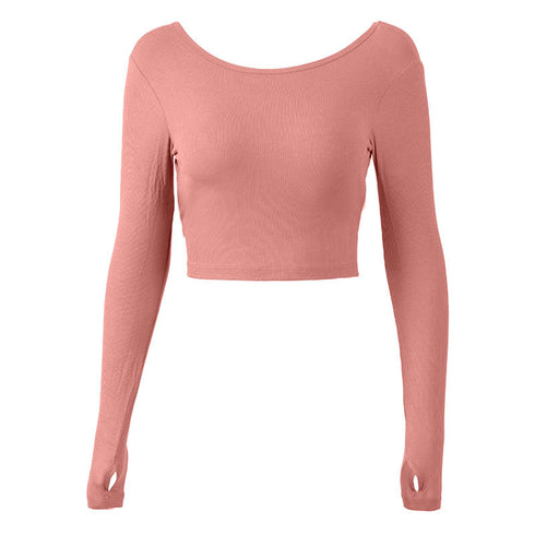 Women's Fitness Crop Sweatshirts with Bra Pads