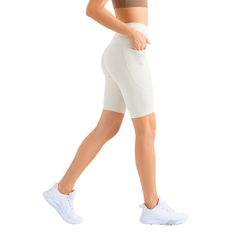 Women's Fitness Hi-Waist Naked Feeling Mid Thigh Shorts