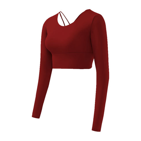 Women's Fitness Long Sleeve Sexy Crop Tops
