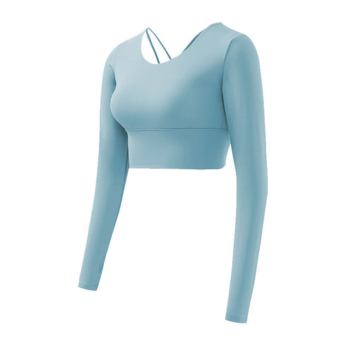 Women's Fitness Long Sleeve Sexy Crop Tops