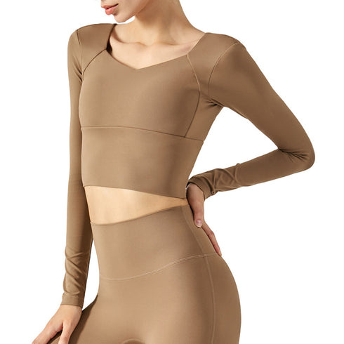 Women's Fitness Running Sweatshirts Removable Bra Pads