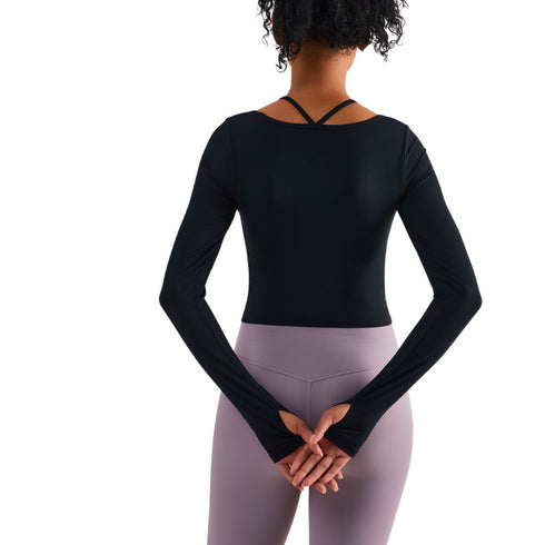 Women's Fitness Running Sweatshirts with Removable Cups