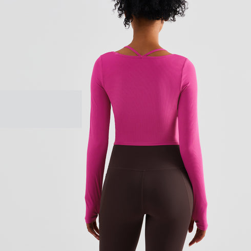 Women's Fitness Running Sweatshirts with Removable Cups