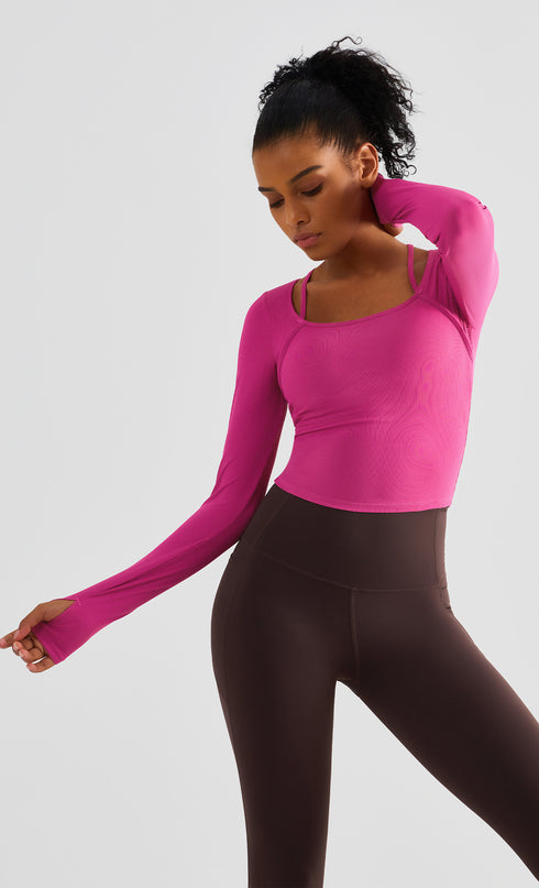 Women's Fitness Running Sweatshirts with Removable Cups