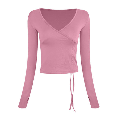 Women's Fitness Running V-Neck Drawstring Sweatshirts