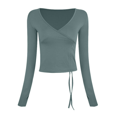 Women's Fitness Running V-Neck Drawstring Sweatshirts