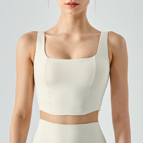 Women's Fitness Slim Running Crop Tank with Bra Pads