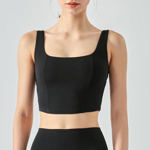 Women's Fitness Slim Running Crop Tank with Bra Pads