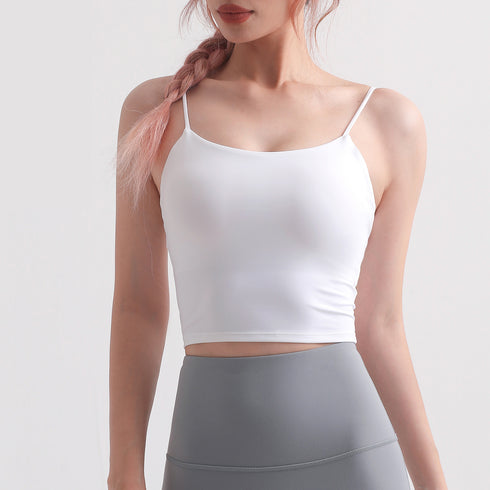Women's Fitness Spaghetti Strap Sleeveless Tank with Bra Pads