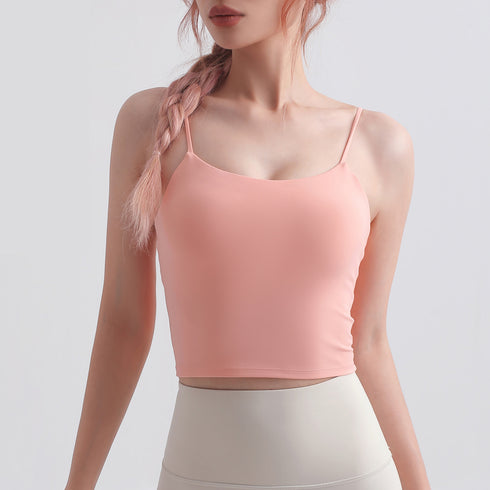 Women's Fitness Spaghetti Strap Sleeveless Tank with Bra Pads