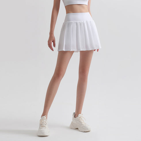 Women's Fitness Sport Fake Two Piece Pleated Skirts