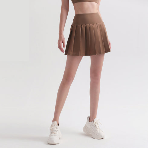 Women's Fitness Sport Fake Two Piece Pleated Skirts