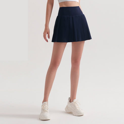 Women's Fitness Sport Fake Two Piece Pleated Skirts