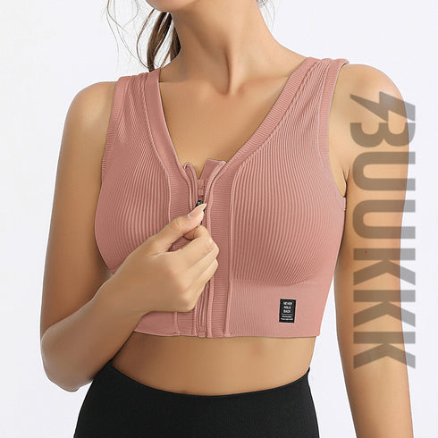 Women's Fitness Yoga Removable Cups Zipper Bra