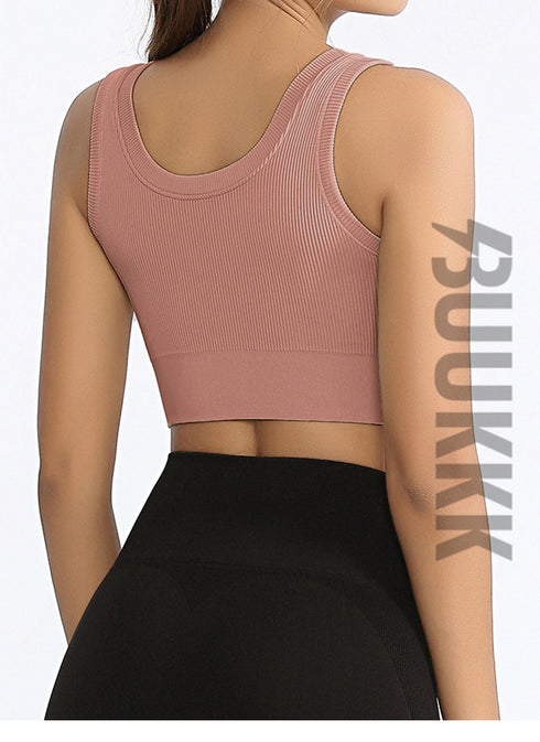 Women's Fitness Yoga Removable Cups Zipper Bra