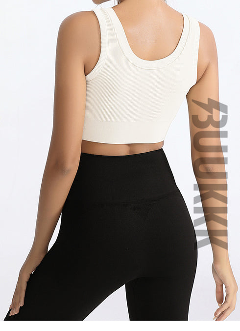 Women's Fitness Yoga Removable Cups Zipper Bra