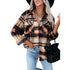Women's Flannel Plaid Jacket Button Shirts Coats