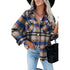 Women's Flannel Plaid Jacket Button Shirts Coats