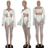 Women's Flared Sleeve Slim Mesh Pants Two Piece Outfits