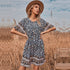 Women's Floral Print Short Sleeve Round Collar Dresses