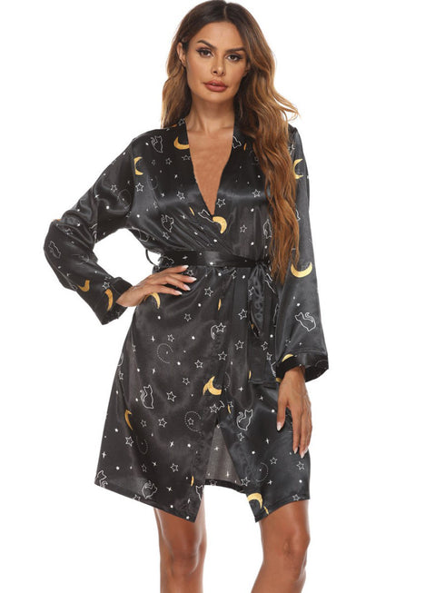 Women's Flower Print Pajama Tops Lounge Nightwear