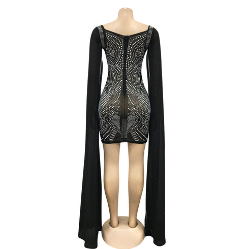 Women's Fluoroscopy Gauze Nightclub Bodycon Dresses