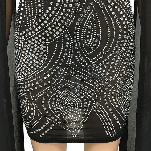 Women's Fluoroscopy Gauze Nightclub Bodycon Dresses