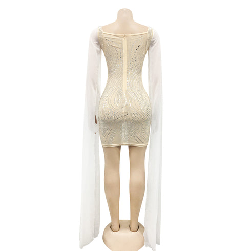 Women's Fluoroscopy Gauze Nightclub Bodycon Dresses