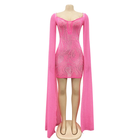 Women's Fluoroscopy Gauze Nightclub Bodycon Dresses