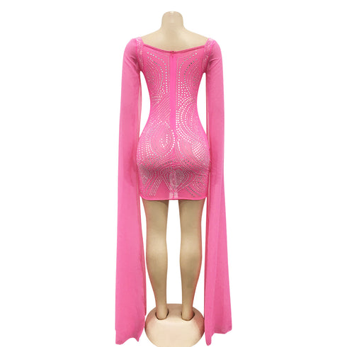 Women's Fluoroscopy Gauze Nightclub Bodycon Dresses