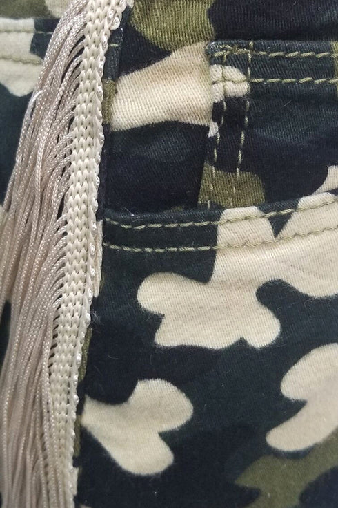 Women's Fringed Ripped Jeans Camo Pencil Pants