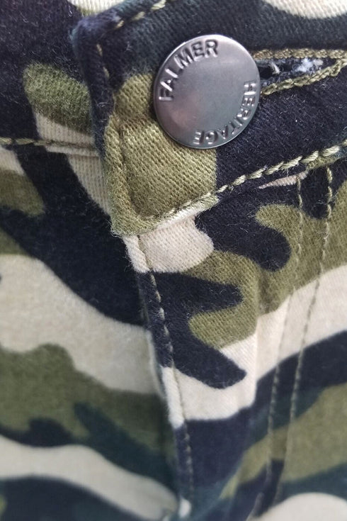 Women's Fringed Ripped Jeans Camo Pencil Pants