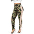 Women's Fringed Ripped Jeans Camo Pencil Pants