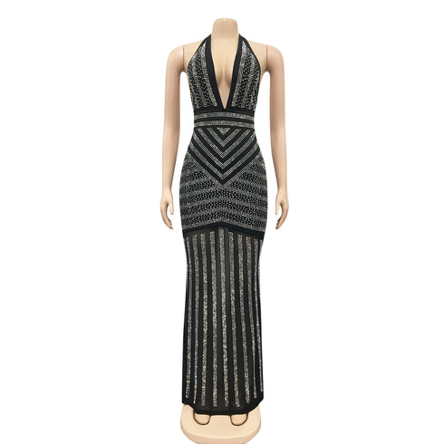 Women's Glitter Bodycon Evening Gown Long Dresses