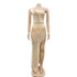 Women's Glitter Irregularity Cut Out Maxi Dresses
