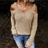 Women's Halter Belt Off Shoulder Casual Long Sleeve Sweater