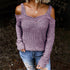 Women's Halter Belt Off Shoulder Casual Long Sleeve Sweater