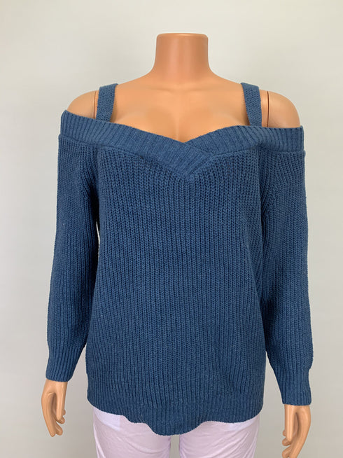 Women's Halter Belt Off Shoulder Casual Long Sleeve Sweater