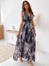 Women's Halter Printed Strappy Backless Long Dress