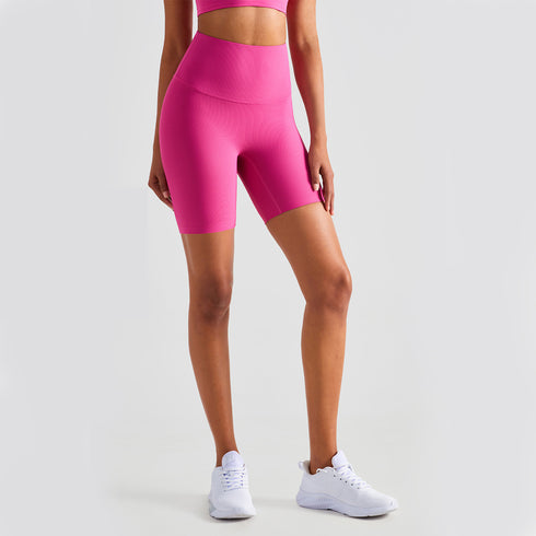 Women's High Waist Breathable Yoga Ribbed Fabric Shorts