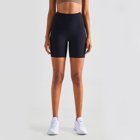 Women's High Waist Breathable Yoga Ribbed Fabric Shorts