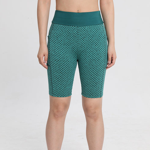 Women's High Waist Lift the Hips Yoga Shorts with Pockets