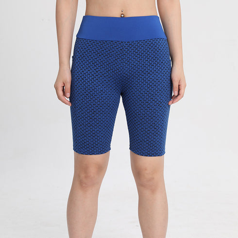 Women's High Waist Lift the Hips Yoga Shorts with Pockets