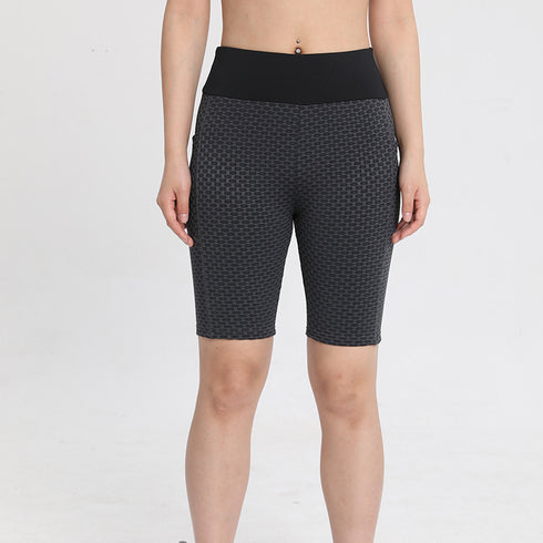 Women's High Waist Lift the Hips Yoga Shorts with Pockets