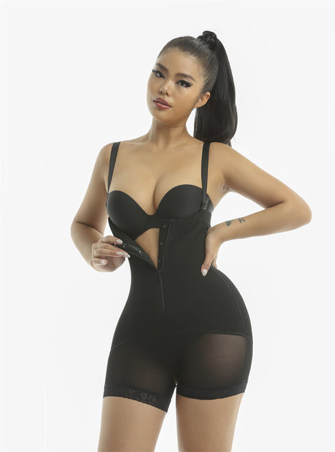 Women's High Waist Plus Size Shapewear Open Bust Detachable Straps