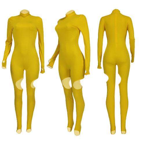 Women's High Waist Slim Pit Strip Treaded Jumpsuits