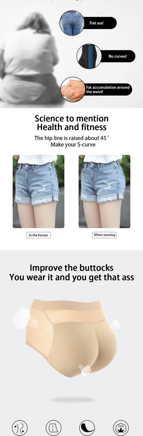 Women's Hip Pads Fake Butt Mid Waist Underwears Panties